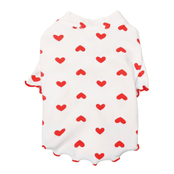 페오펫몰,[꽃길특가] 그루밍독 반려동물 강아지 하트 타이 티셔츠 포인트 패턴 티셔츠 S~2XL, 3 colors