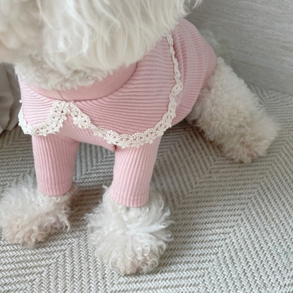 페오펫몰,[꽃길특가] 그루밍독 반려동물 골지 레이스 티셔츠 S-2XL, 4 colors