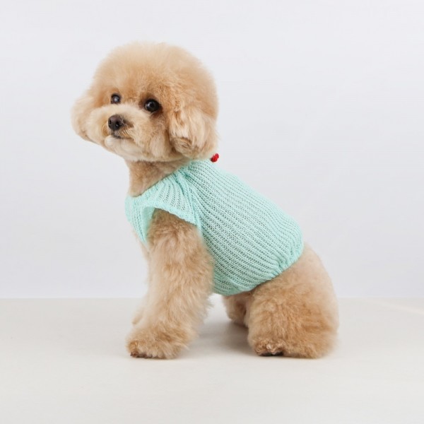페오펫몰,그루밍독 반려동물 강아지옷 체리방울 마카롱 니트조끼 S-2XL, 3colors
