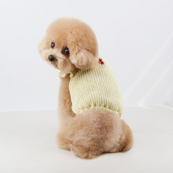 페오펫몰,그루밍독 반려동물 강아지옷 체리방울 마카롱 니트조끼 S-2XL, 3colors