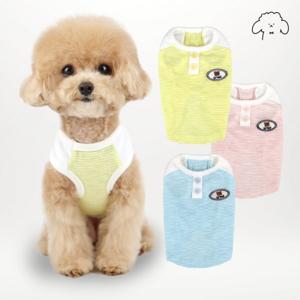 페오펫몰,그루밍독 반려동물 단가라 캔디 민소매 나시 티셔츠 S-2XL, 3colors
