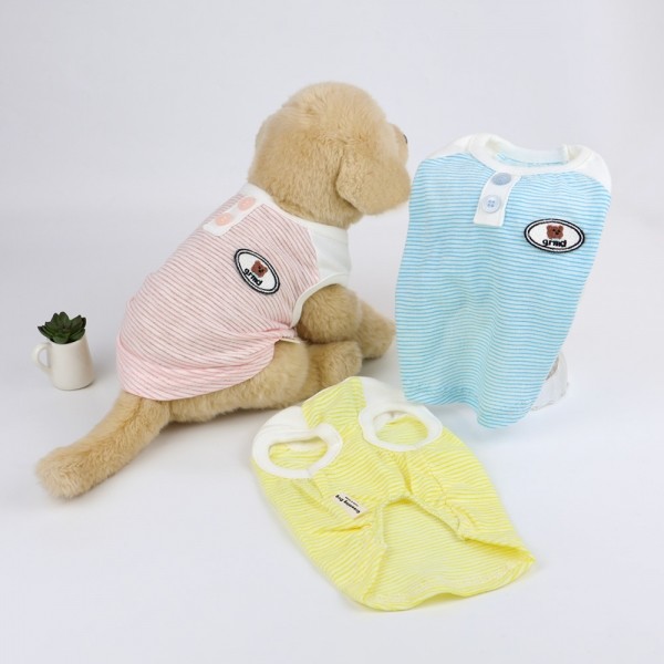 페오펫몰,그루밍독 반려동물 단가라 캔디 민소매 나시 티셔츠 S-2XL, 3colors