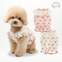 그루밍독 반려동물 리본프릴 민소매 블라우스 S-XL, 2colors