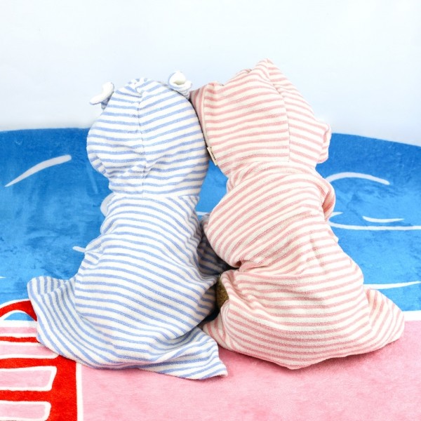페오펫몰,그루밍독 반려동물 스트라이프 곰돌이 판초타월 테리원단 S-XL, 2color