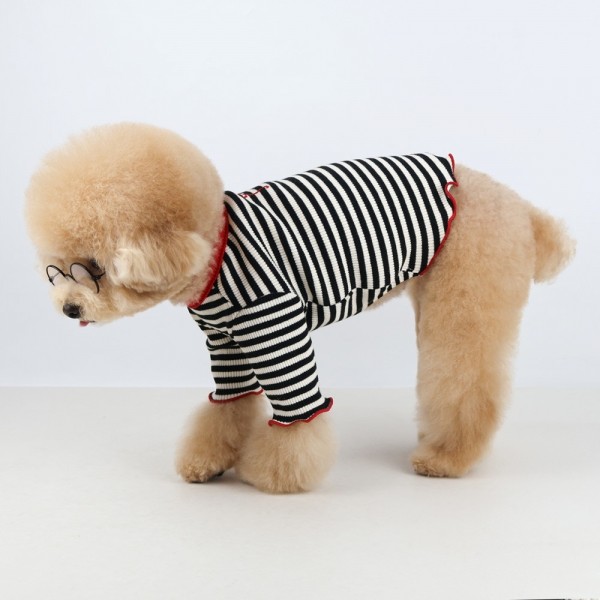 페오펫몰,그루밍독 루비리본 스트라이프 티셔츠 S-2XL, 2colors