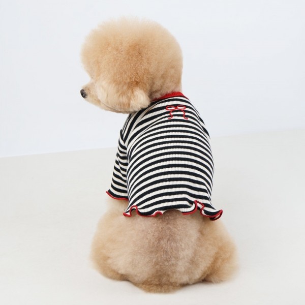페오펫몰,그루밍독 루비리본 스트라이프 티셔츠 S-2XL, 2colors