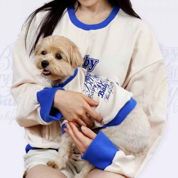[꽃길특가] 그루밍독 반려동물 커플룩 마이베이비 맨투맨 티셔츠 S-2XL, 2colors & 견주용 맨투맨