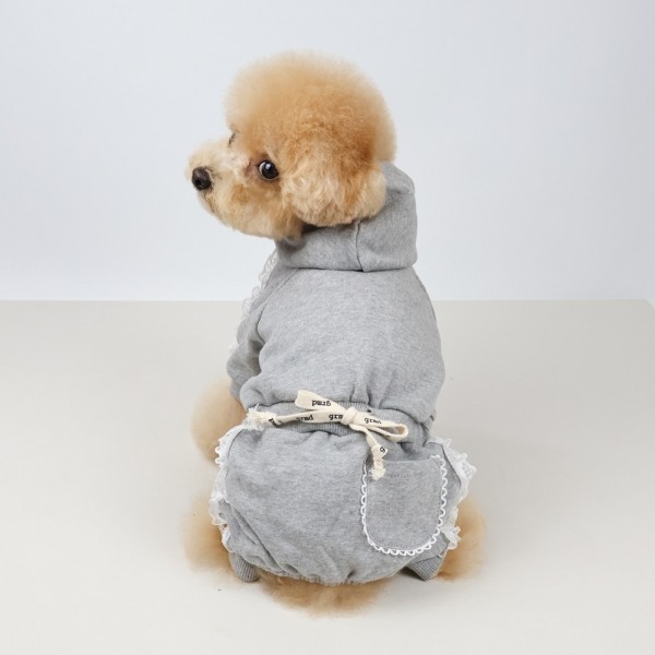 페오펫몰,그루밍독 반려동물 커플룩 레이스후드 올인원/원피스 S-XL, 2colors & 견주용 바지