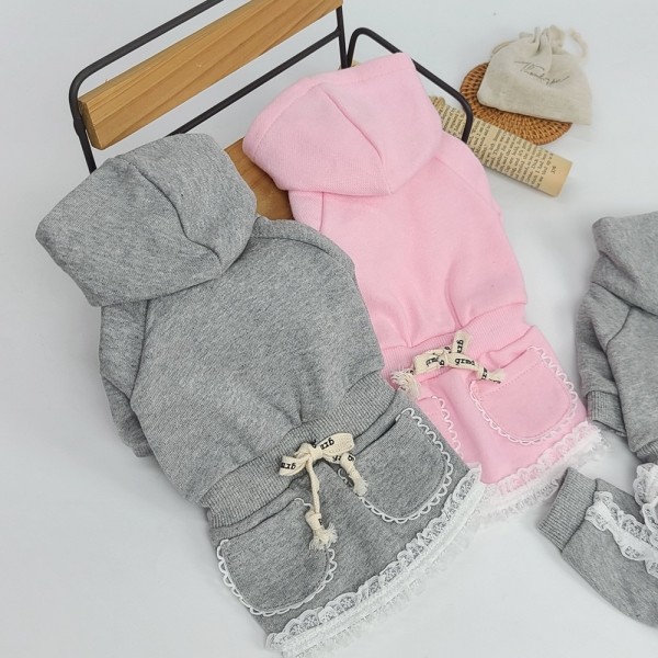 페오펫몰,그루밍독 반려동물 커플룩 레이스후드 올인원/원피스 S-XL, 2colors & 견주용 바지