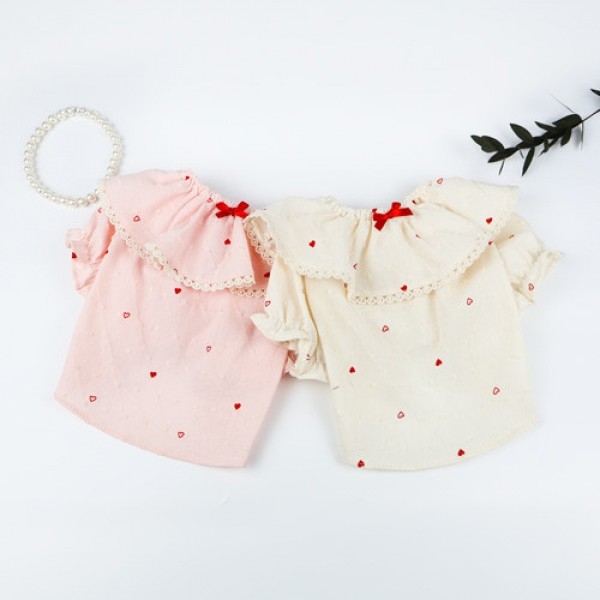 페오펫몰,그루밍독 반려동물 러빙유 하트 블라우스 셔츠 S-2XL, 2colors