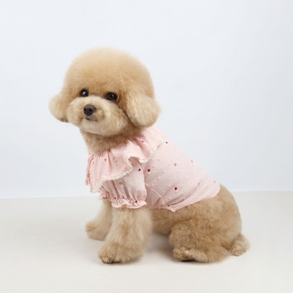 페오펫몰,그루밍독 반려동물 러빙유 하트 블라우스 셔츠 S-2XL, 2colors