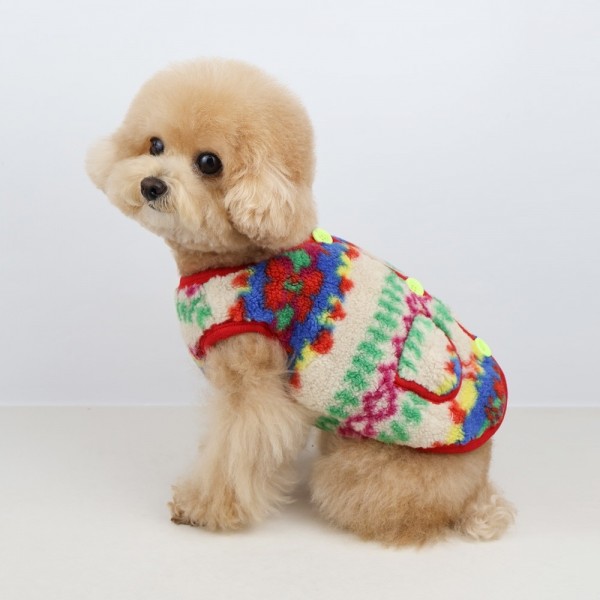 페오펫몰,그루밍독 반려동물 뽀글이 시골조끼 겨울 아우터 강추템