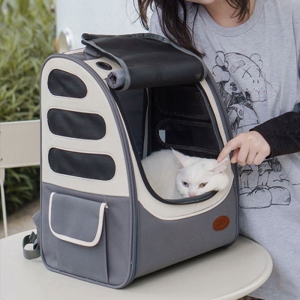 페오펫몰,스페이스캣 3면 통풍 백팩형 반려동물 이동가방 2컬러