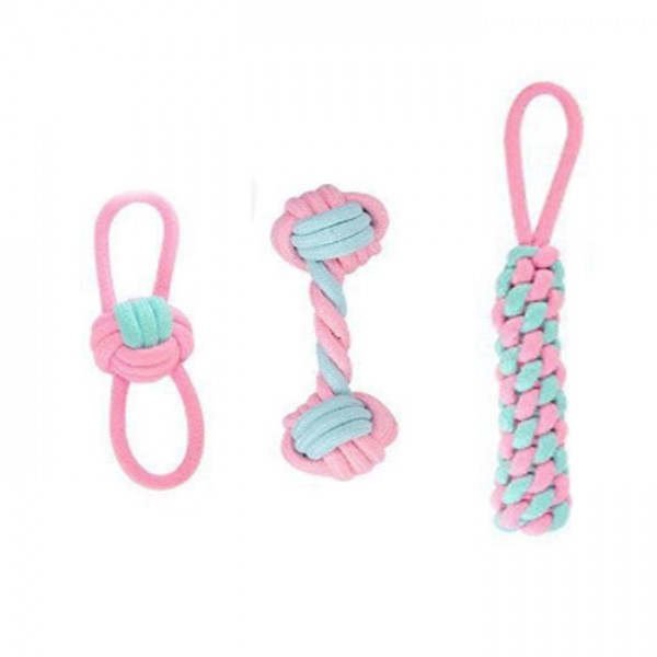 페오펫몰,강아지 로프 장난감 실타래 터그놀이 세트