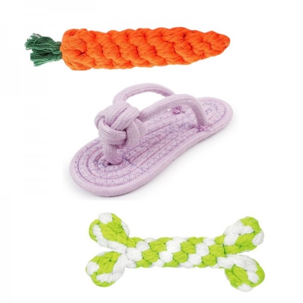 페오펫몰,강아지 로프 장난감 실타래 터그놀이 세트