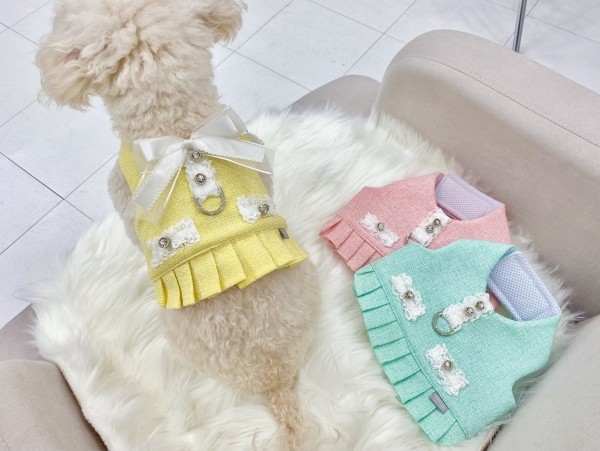 페오펫몰,강아지 트위드 하네스 가슴줄 의류형하네스