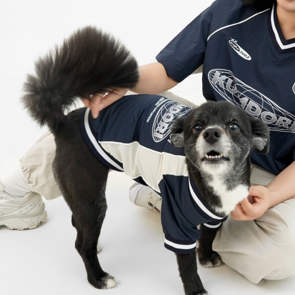 페오펫몰,바크하우스X꿈돌이 블록코어 나일론 티셔츠_네이비