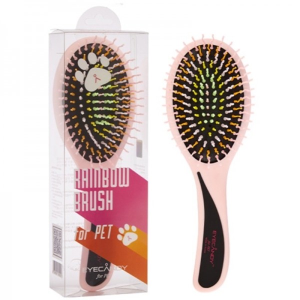 아이캔디 레인보우 반려동물 펫브러쉬 애견빗 라지