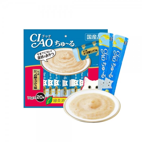 페오펫몰,이나바 챠오 츄르 버라이어티 20p (헤어볼케어/참치/가다랑어&가츠오부시)