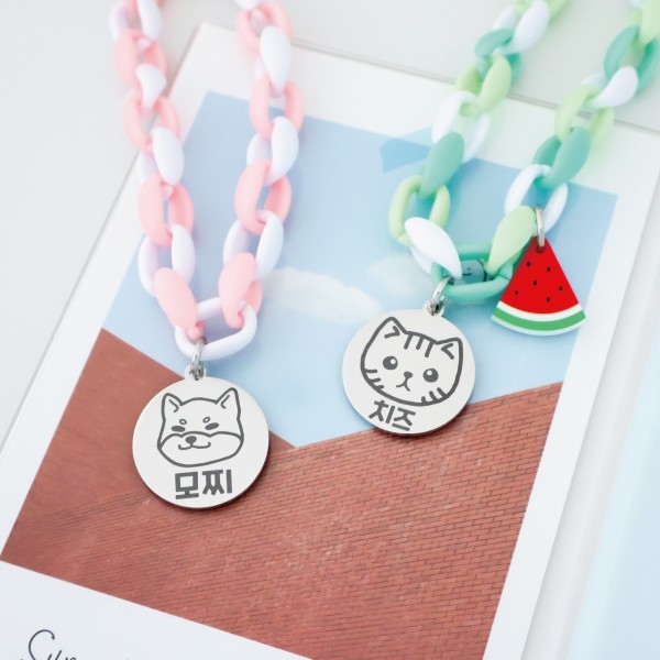 페오펫몰,[오늘출발] 강아지 롤리팝 드로잉 목걸이 인식표