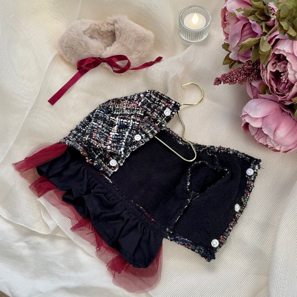 페오펫몰,치어펫 연말 파티의 주인공은 나야나 - 목도리SET /강아지 트위드 원피스