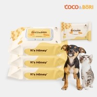 코코와보리 천연펄프 강아지 고양이 물티슈 80매 캡형