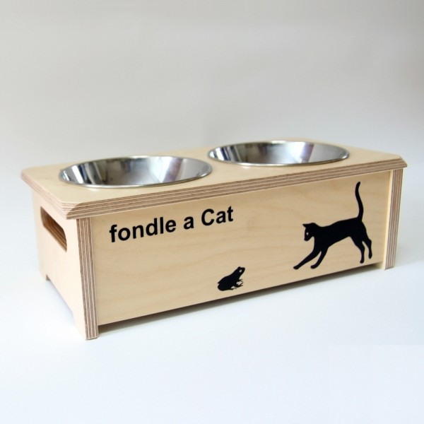 페오펫몰,자작나무 2구 원목 수납 고양이 강아지 식탁, 애견 식기식기 밥그릇 물그릇 이니셜 각인