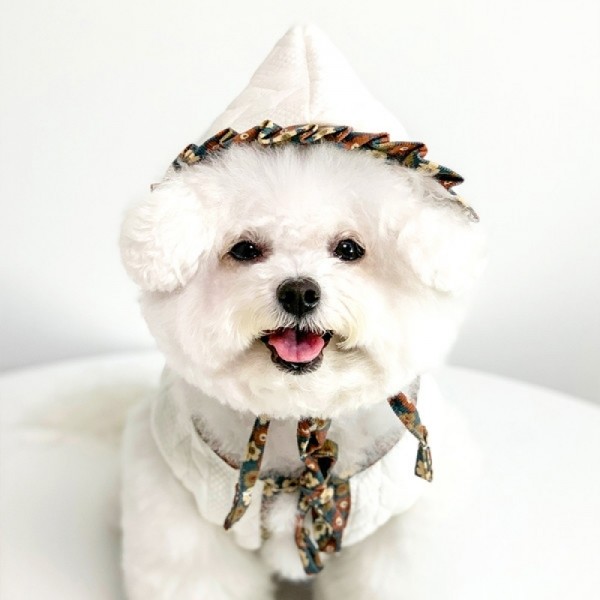 페오펫몰,러브핫핏 양면 착용 가능한 강아지 리버시블 플라워 베스트+모자 세트