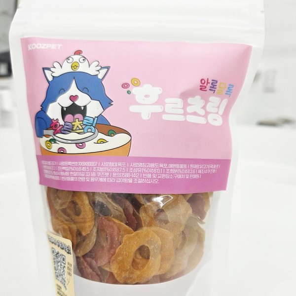 페오펫몰,칭찬간식에는 바삭한 닭고기후르츠링 60g