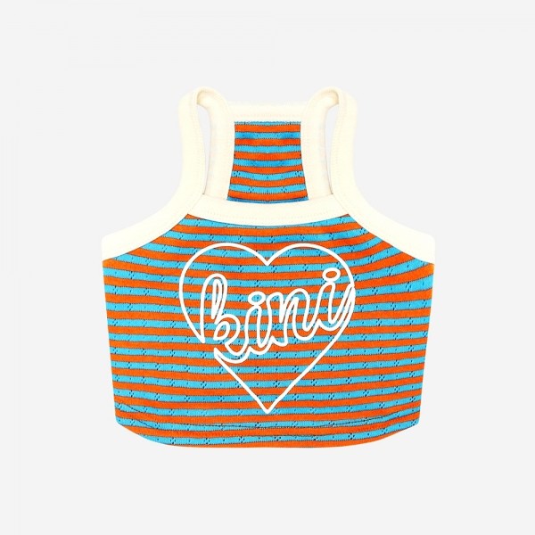 페오펫몰,[여름맞이특가] 키니키니 오리지널 스트라이프 하트 로고 크롭탑 (민트)
