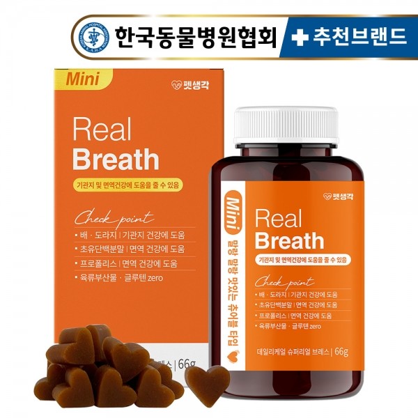 페오펫몰,펫생각 Mini 브레스 기관지 영양제 66g (31정)