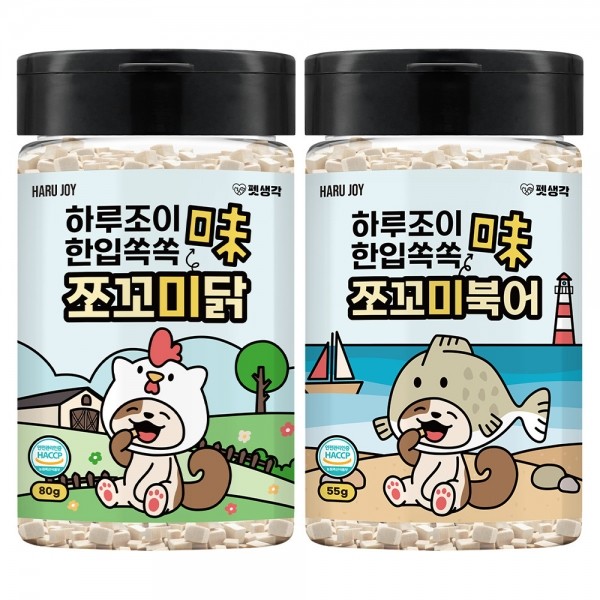 펫생각 하루조이 한입쏙쏙 쪼꼬미 닭가슴살, 북어 트릿 세트