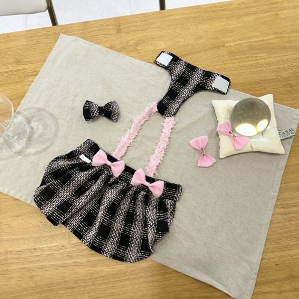 페오펫몰,디어아지  강아지 봄 여름 가을 트위드원피스 리본 공주드레스