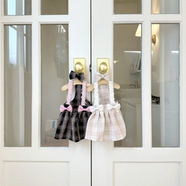 페오펫몰,디어아지  강아지 봄 여름 가을 트위드원피스 리본 공주드레스