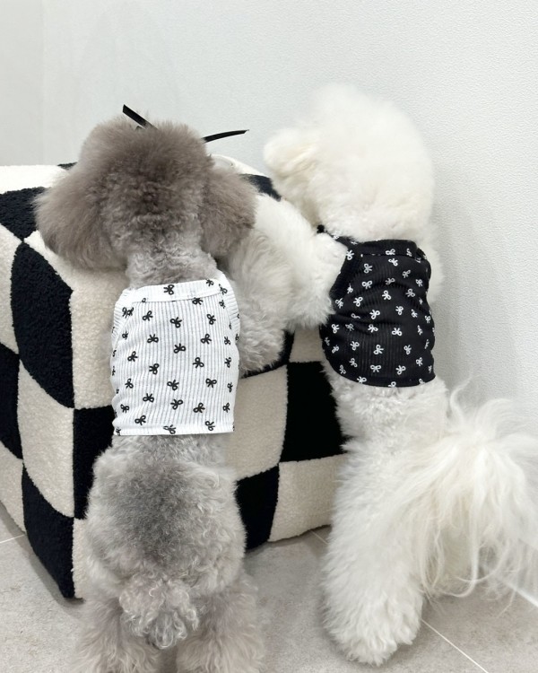 페오펫몰,디어아지 리본 크롭 나시 티 _화이트