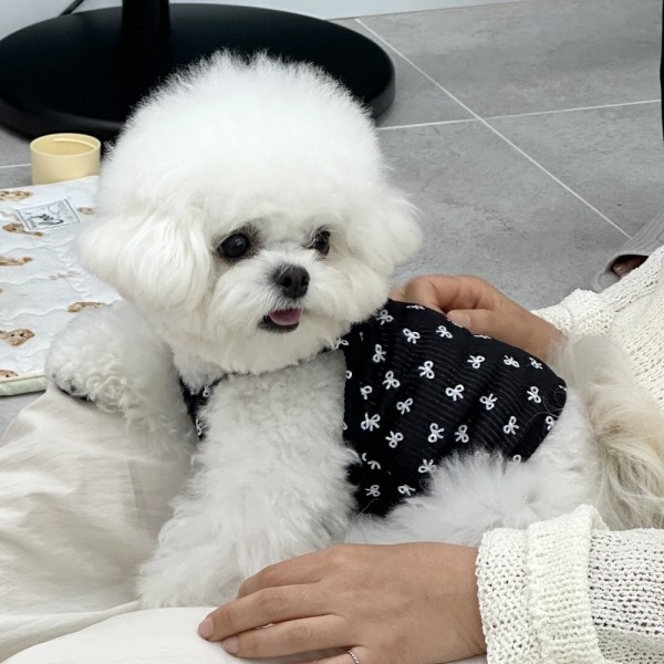 페오펫몰,디어아지 리본 크롭 나시 티 _블랙