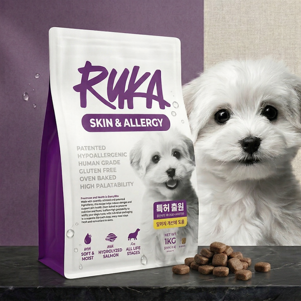 페오펫몰,루카 스킨 앤 알러지 강아지 가수분해 연어 눈물 소프트 사료 1kg