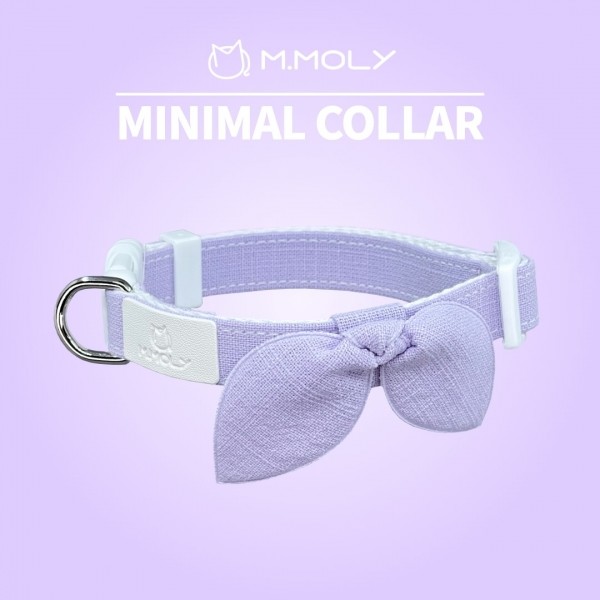 페오펫몰,엠몰리 린넨 미니멀 강아지 목줄 12컬러 탈부착 콩리본 보타이