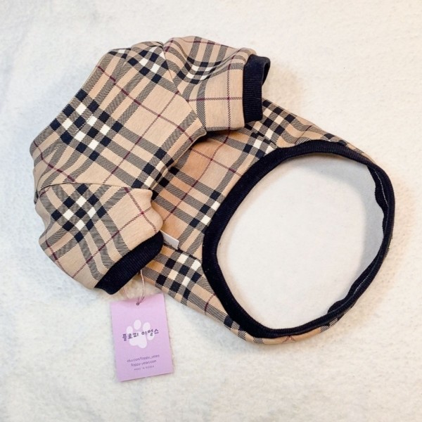 페오펫몰,[꽃길특가]체크안기모 스판티셔츠,강아지옷,스웻셔츠,애견옷,퍼스카프,채크리본