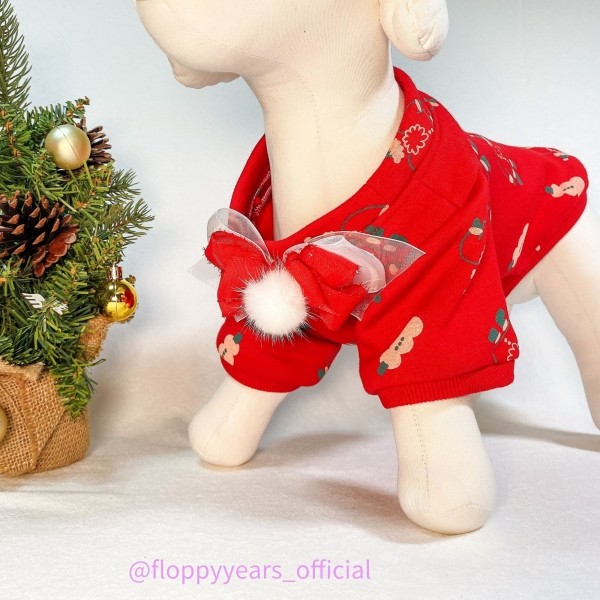 페오펫몰,플로피이얼스,크리스마스 강아지 스웻셔츠,레드 애견티셔츠