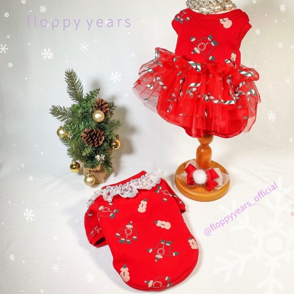 페오펫몰,[새해특가]크리스마스 화이트레이스 강아지 스웻셔츠,애견티셔츠,크리스마스애견옷