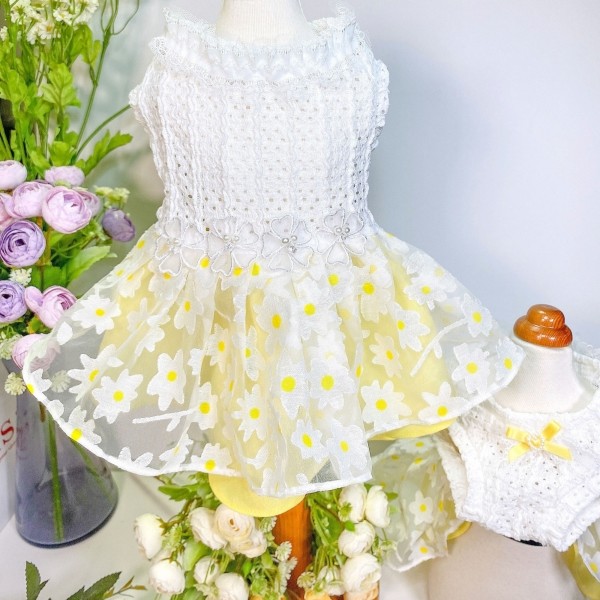 페오펫몰,플로피이얼스[꽃길특가]카밀리아 화이트드레스,강아지원피스