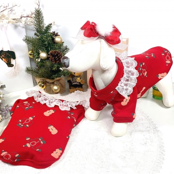 페오펫몰,[새해특가]크리스마스 화이트레이스 강아지 스웻셔츠,애견티셔츠,크리스마스애견옷