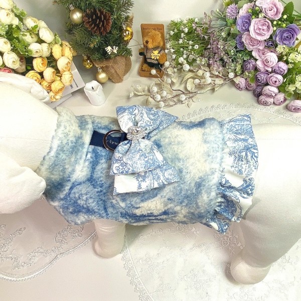 페오펫몰,[플로피이얼스][꽃길특가]중세프린트 플리스 강아지조끼,애견의류, 강아지겨울아우터,겨울플리스점퍼