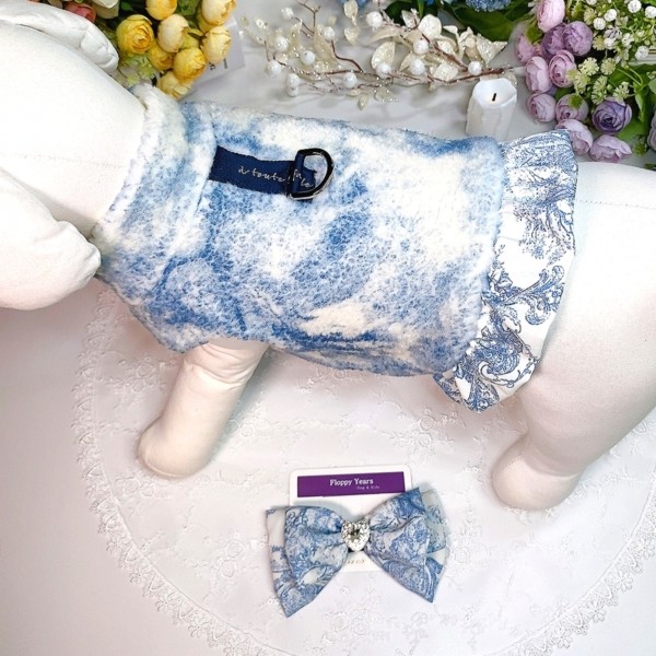 페오펫몰,[플로피이얼스][꽃길특가]중세프린트 플리스 강아지조끼,애견의류, 강아지겨울아우터,겨울플리스점퍼