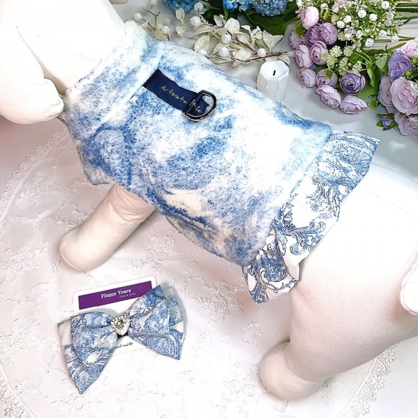 페오펫몰,[플로피이얼스][꽃길특가]중세프린트 플리스 강아지조끼,애견의류, 강아지겨울아우터,겨울플리스점퍼