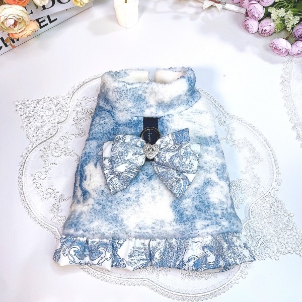 페오펫몰,[플로피이얼스][꽃길특가]중세프린트 플리스 강아지조끼,애견의류, 강아지겨울아우터,겨울플리스점퍼