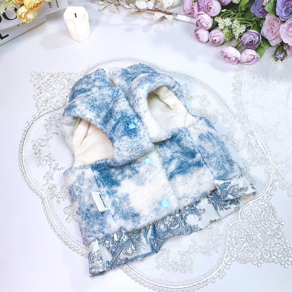 페오펫몰,[플로피이얼스][꽃길특가]중세프린트 플리스 강아지조끼,애견의류, 강아지겨울아우터,겨울플리스점퍼