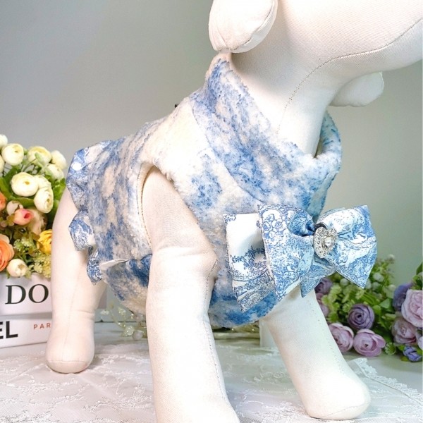 페오펫몰,[플로피이얼스][꽃길특가]중세프린트 플리스 강아지조끼,애견의류, 강아지겨울아우터,겨울플리스점퍼