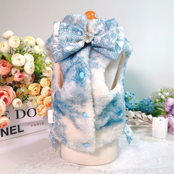 페오펫몰,[플로피이얼스][꽃길특가]중세프린트 플리스 강아지조끼,애견의류, 강아지겨울아우터,겨울플리스점퍼